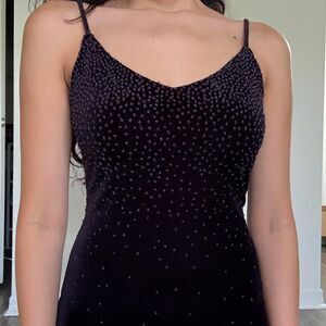 Late 90s to early 2000s City Triangles dark plum velvet maxi dress